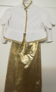 Kids Costumes to Hire - White jacket with gold trim & gold skirt